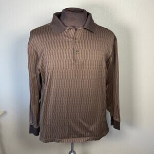 Daniel Cremieux 100% cotton long sleeve men's brown shirt herringbone tweed  LG